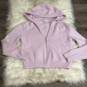 Babaton Aritzia Womens 100% Cashmere Full Zip Hoodie Lilac Cozy Travel